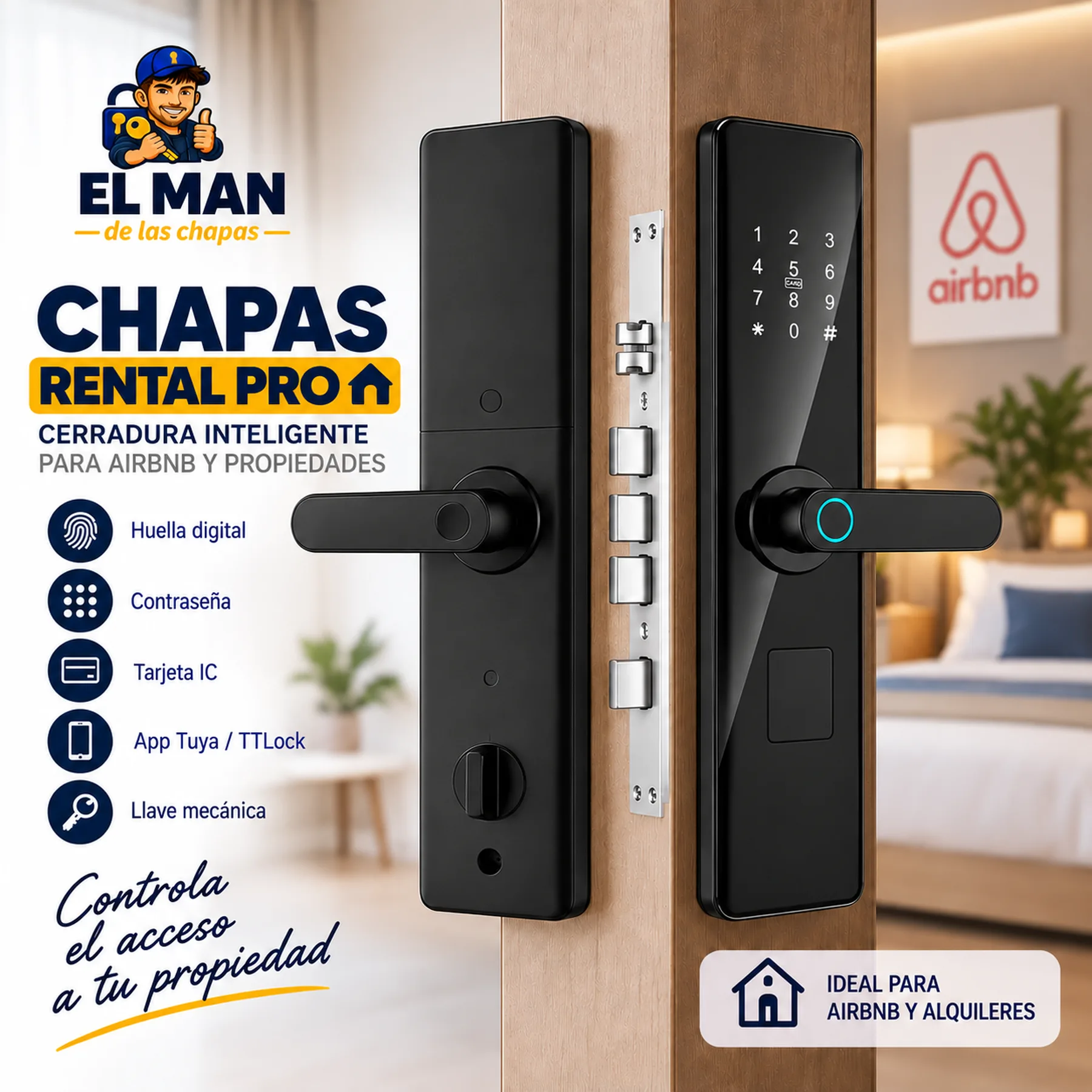 Chapas Rental Pro — Cerradura Inteligente para Airbnb y Propiedades