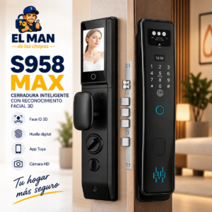 Cerradura inteligente S958 Max con reconocimiento facial 3D