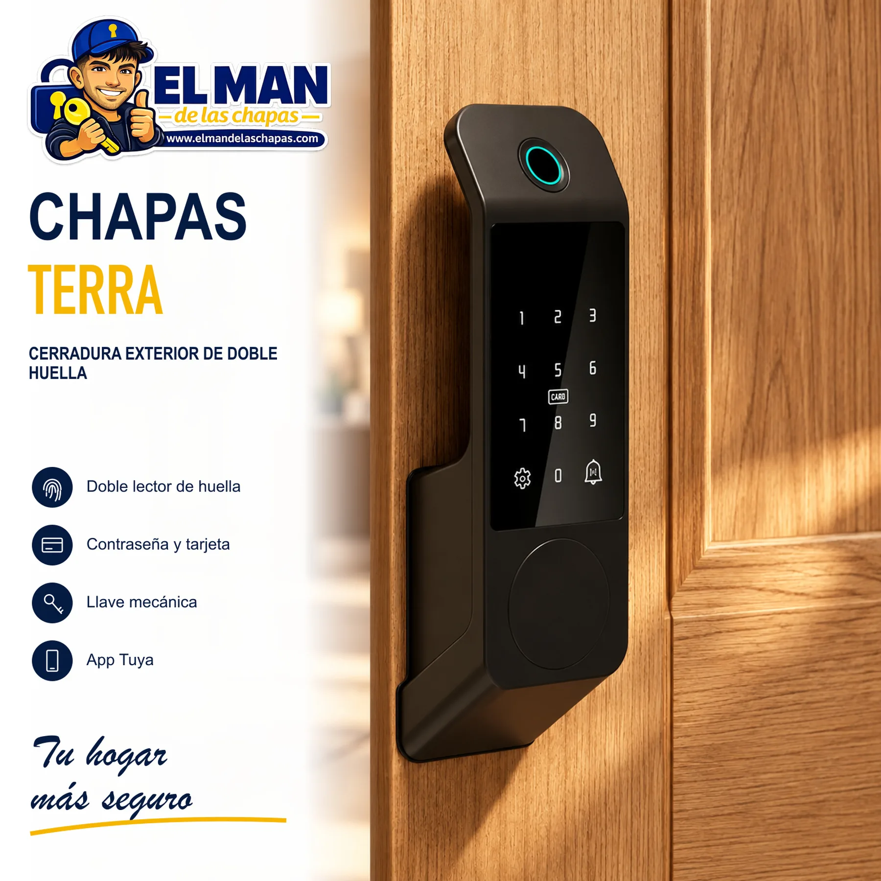 Chapas Terra — Cerradura exterior de doble huella — imagen principal El Man de las Chapas.
